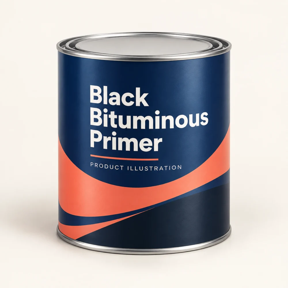 AI product illustration of Black Bituminous Primer; actual packaging may differ
